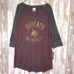 Texas State Bobcats Women’s XL Raglan 3/4 Sleeve Tee San Marcos NCAA Shirt